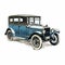 Vintage Blue Car Illustration In 1920s Style