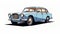 Vintage Blue Classic Car Illustration In 1960s Style