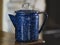 Vintage blue speckled coffee pot