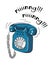 Vintage blue telephone hand drawn illustration