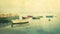 Vintage Boats on Tranquil Waters Nostalgic seaside graphic