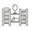 Vintage bookcase icon. Vector illustration. Stock image.