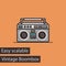Vintage Boombox Flat Style Vector Icon.