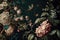 Vintage botanical beauty, floral group wallpaper, and print background, Generative Ai