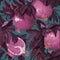 Vintage botanical pattern with pink pomegranates