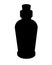 Vintage bottle with cork - black vector silhouette for pictogram or logo. Small bottle closed with a cork - sign or icon.