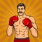 Vintage boxer fighter with mustache pop art vector