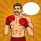 Vintage boxer fighter with mustache pop art vector