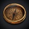 Vintage brass compass isolated on black background