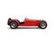 Vintage bright red open wheel racing car - side view