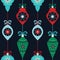 Vintage bright winter holidays seamless pattern with christmas baubles, ribbons and bows