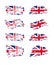 Vintage British flag set. Vector UK flags on grunge texture.