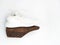 Vintage brown moulds wooden shoe model on white background