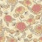 Vintage brown pink flowers seamless pattern