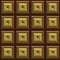 Vintage Brown wood tiles with gold ornaments 3d seamless backdrop.