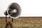Vintage bullhorn or megaphone with loud speaker.