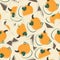 Vintage burlap fabric swatches with pumpkins seamless background