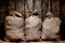 Vintage Burlap Sac Bags in Old Antique Warehouse