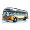 Vintage Bus Cartoon Art: Streamlined Design In Tumblewave Style