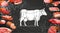 Vintage Butcher shop blackboard Cut of Beef Meat. Butchery Cow Food Chalk Board Shop. Retro Menu Restaurant poster. illustration V
