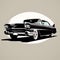 Vintage Cadillac: Iconic Pop Culture Caricature In High-contrast Silhouette