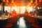 Vintage cafe restaurant interior artfully blurred for a captivating abstract background