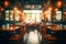 Vintage cafe restaurant interior artfully blurred for a captivating abstract background