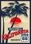 Vintage california vector summer poster, retro t-shirt print