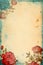 Vintage calligraphy background with weathered page and delicate floral drawings for nostalgic charm