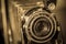 Vintage camera with sepia tone