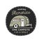 Vintage camping RV logo, adventure emblem illustration design. Outdoor label with car, caravan and text - Making
