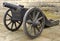 Vintage cannon on a wooden carriage