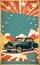 Vintage car in 1950\\\'s advertising illustration.Generative AI