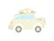 Vintage Car Decorated with Rings and Flowers, Wedding Retro Auto, Side View Vector Illustration