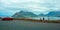 Vintage car and people on Chapmans Peak.