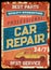 Vintage car repair service mechanic rusty plate