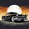Vintage Car Silhouette Vector: Cadillac In Black And White