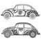 Vintage car in Tangle Patterns style