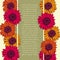 Vintage card with flowers gerbera pink yellow and orange colors