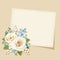 Vintage card with white and blue flowers. Vector eps-10.