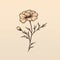 Vintage Carnation Flower Illustration - Minimalist Outlines In Beige And Amber