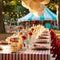 Vintage carnival-themed dining setup