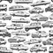 Vintage cars and auto seamless pattern background