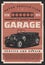 Vintage cars garage station, retro vehicles center