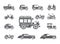 Vintage cars. Icons set