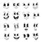Vintage cartoon faces monochrome collection vector illustration. Retro funny characters comic smile