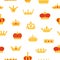 Vintage cartoon seamless pattern with many different crowns for wallpaper design