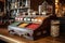 vintage cash register on a wooden counter with candy display