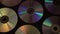 Vintage CD or DVD disk background, old circle discs used for data storage, share movies and music