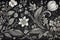 Vintage chalkboard texture with intricate white floral patterns and subtle shading